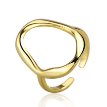 Right Grand Brass Minimalist Geometric Double line open size Ring